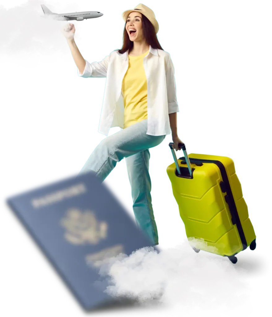 turista barcelona con maleta amarilla